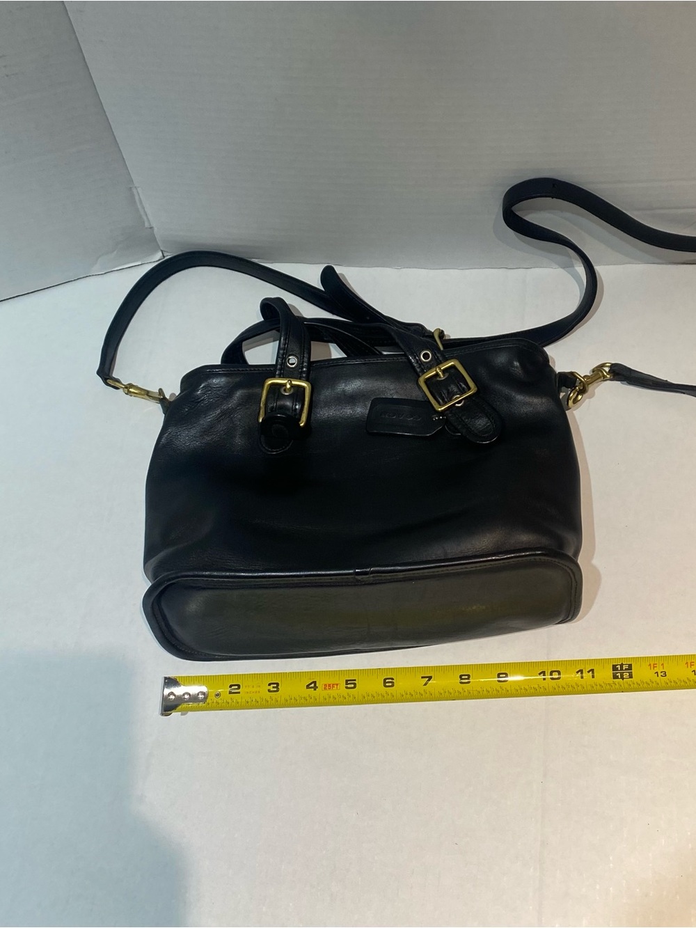 COACH 9063 Black Zip Closure Tote Shoulder Handbag Leather Vintage - Picture 13 of 15